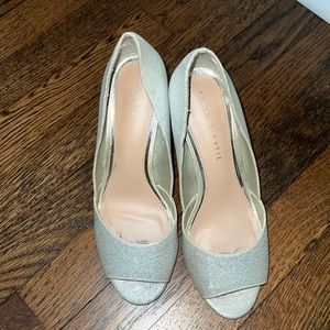 Silver Peep toe shoes Kelly and Katie Size 7.5